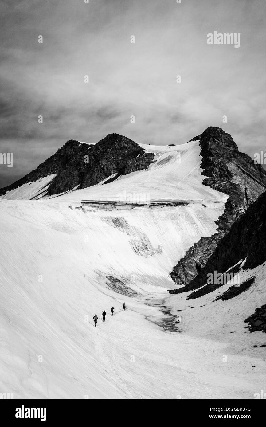 Plan vertical de la montagne Weisskugel en Europe sur fond ciel nuageux Banque D'Images