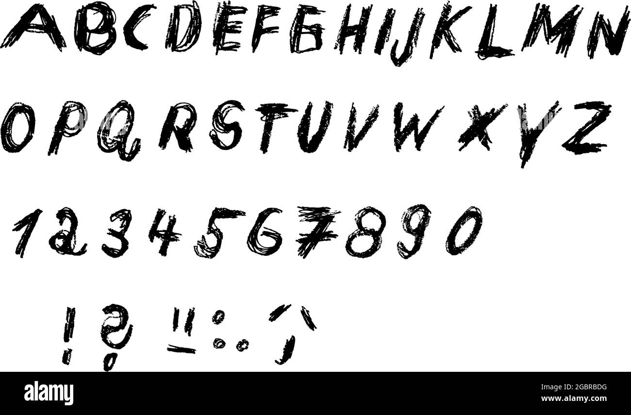 Stylo à bille style grunge police faite à la main, police de titre, art vectoriel, lettres isolées et groupées Illustration de Vecteur