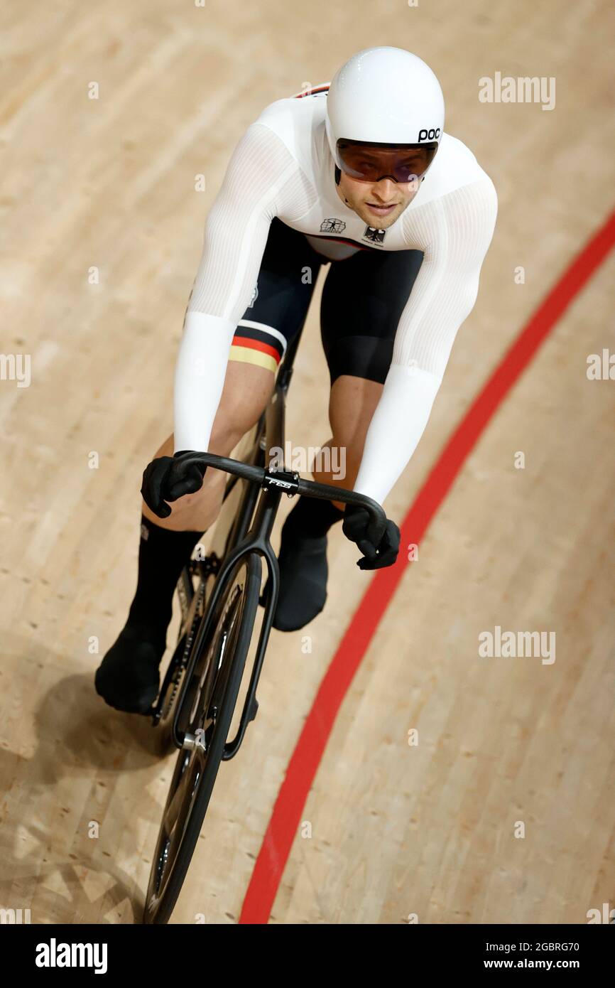 Tokyo, Japon. 04e août 2021. Stefan BOETTICHER (GER), action, vélo d'appartement, Cyclisme Track Homme équipe Sprint 1/32 finales aux Jeux Olympiques d'été 2020 d'Izu Velodrome Shizuoka 23.07, de 4.08.2021. - 08.08.2021 à Tokyo/Japon. Credit: dpa/Alay Live News Banque D'Images