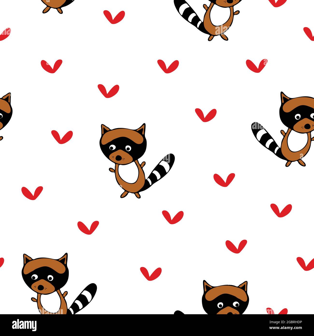 Motif vectoriel sans couture avec ratons laveurs sur fond blanc. Joli papier peint animal. Répéter le motif textile. Illustration de Vecteur