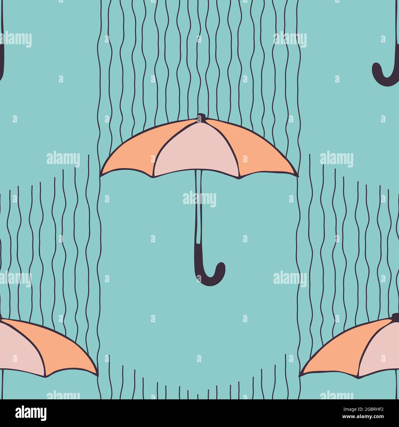 Motif vectoriel sans couture avec parapluies sur fond bleu. Papier peint météo simple. Textile décoratif de mode vintage. Illustration de Vecteur