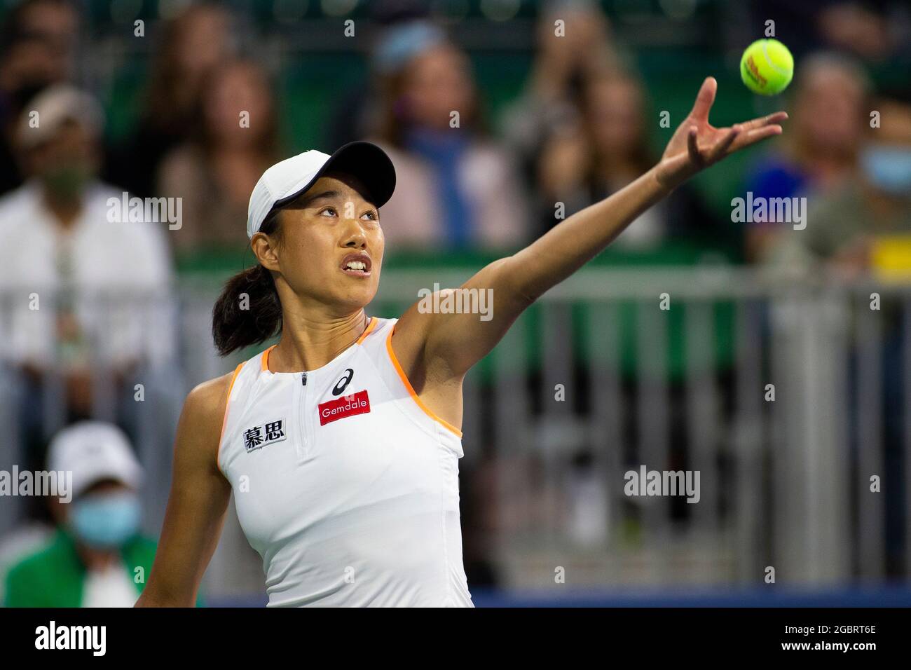 02 août 2021 : Shuai Zhang (CHN) a battu Emma Raducanu (GBR) 63 62 dans le premier tour du Mubadala Silicon Valley Classic à l'Université d'État de San Jose, en Californie. © Mal Taam/TennisClix/CSM Banque D'Images