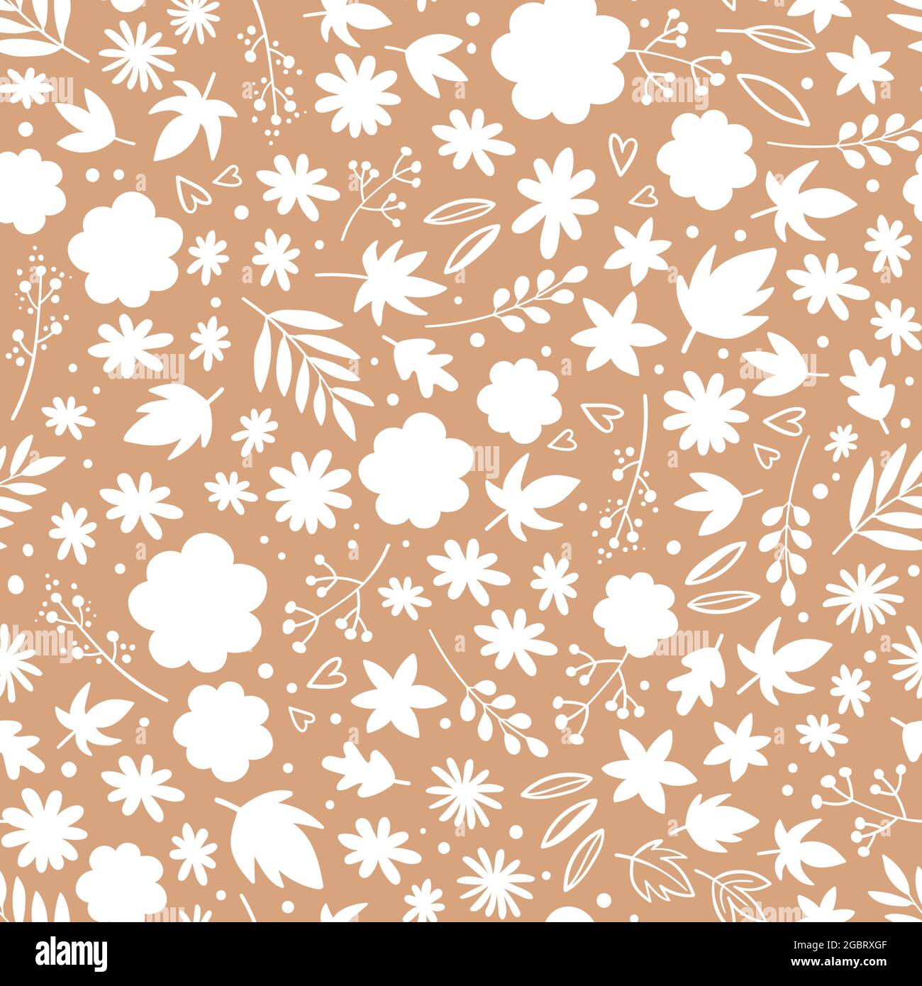 Joli dessin à la main Thanksgiving sans couture avec fleurs et feuilles d'automne, joli fond de doodle, idéal pour les textiles, enveloppeurs, bannières, papier peint Illustration de Vecteur