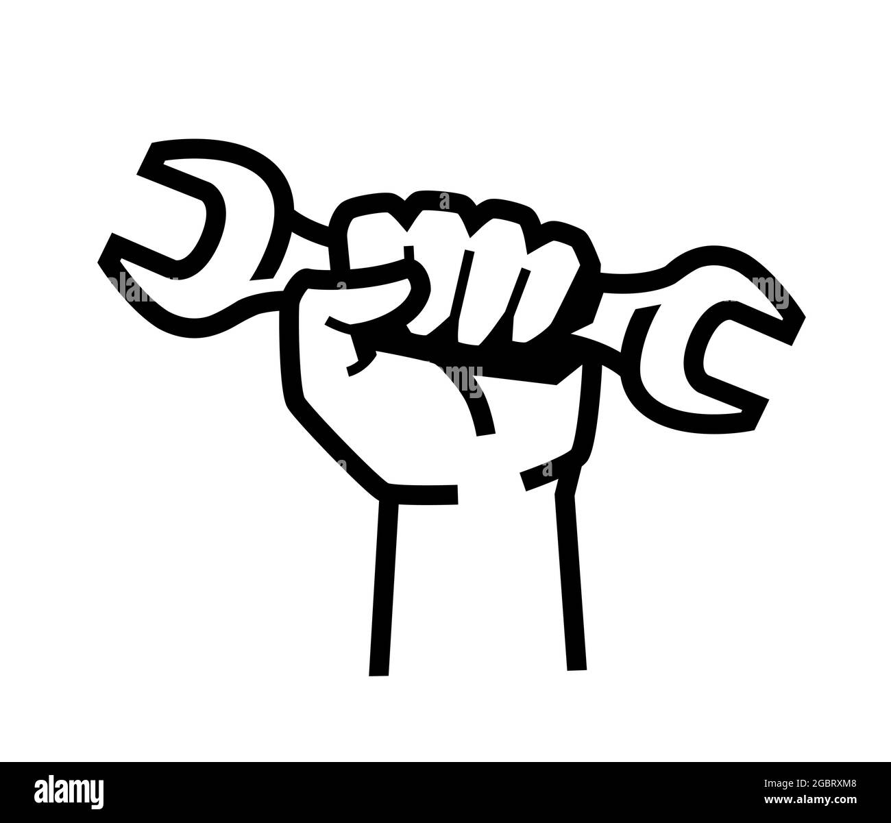 Clé à main isolée sur fond blanc. Icône ou symbole de service de travail Illustration de Vecteur