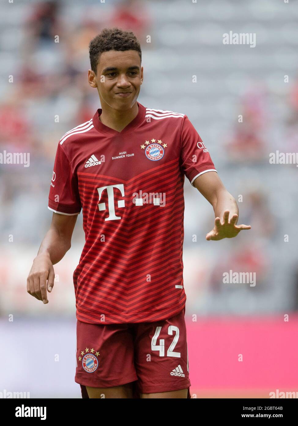 Muenchen, ALLIANZARENA, Allemagne. 31 juillet 2021. Jamal MUSIALA (# 42, M). Football, FC Bayern Munich (M) - SSC Napoli (NEA), match préparatoire pour la saison 2021-2022, le 31 juillet 2021 à Muenchen, ALLIANZARENA, Allemagne. € Credit: dpa/Alamy Live News Banque D'Images