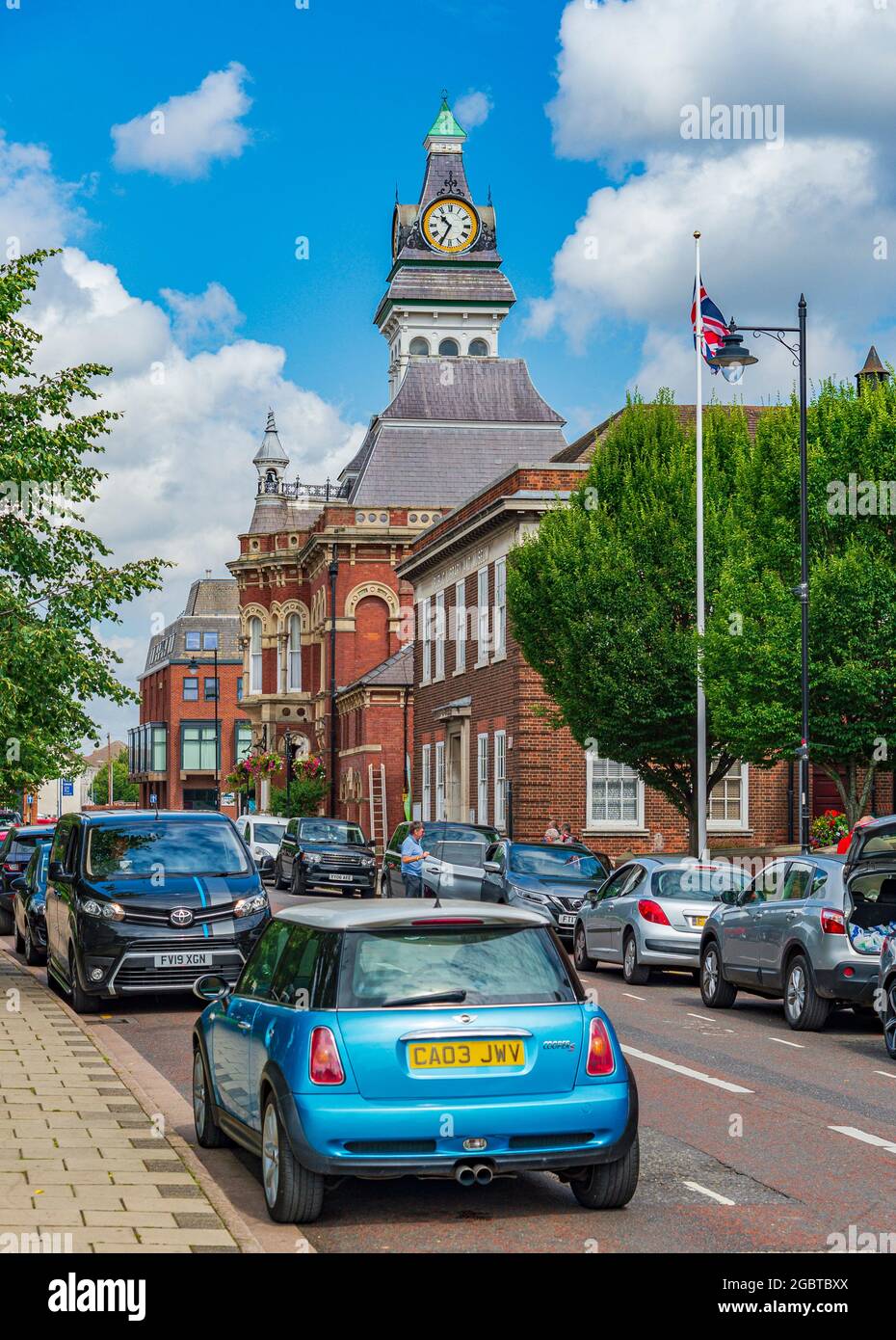 Grantham, Lincolnshire, Royaume-Uni The Guildhall and Museum on St Peters Hill Banque D'Images