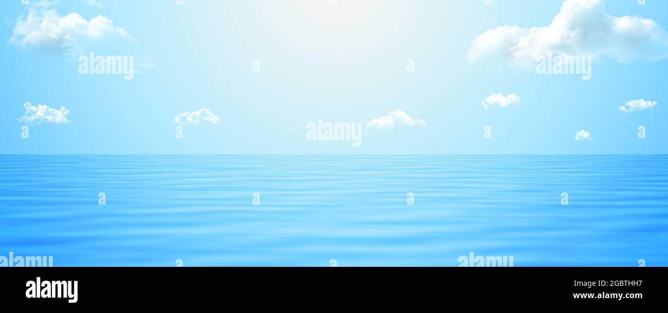 belle eau froide bleue dans le paysage marin tropical de l'océan. bannière horizon chaude et ensoleillée Banque D'Images