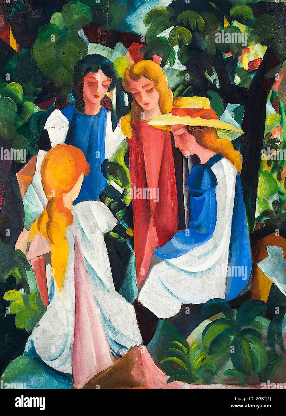 Août Macke, four Girls, peinture expressionniste, 1912-1913 Banque D'Images