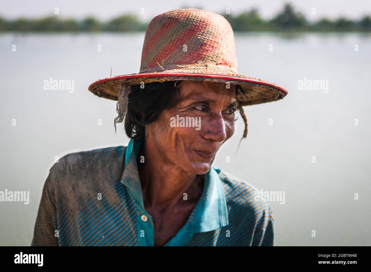 Portrait d'un pêcheur, Myanmar Banque D'Images