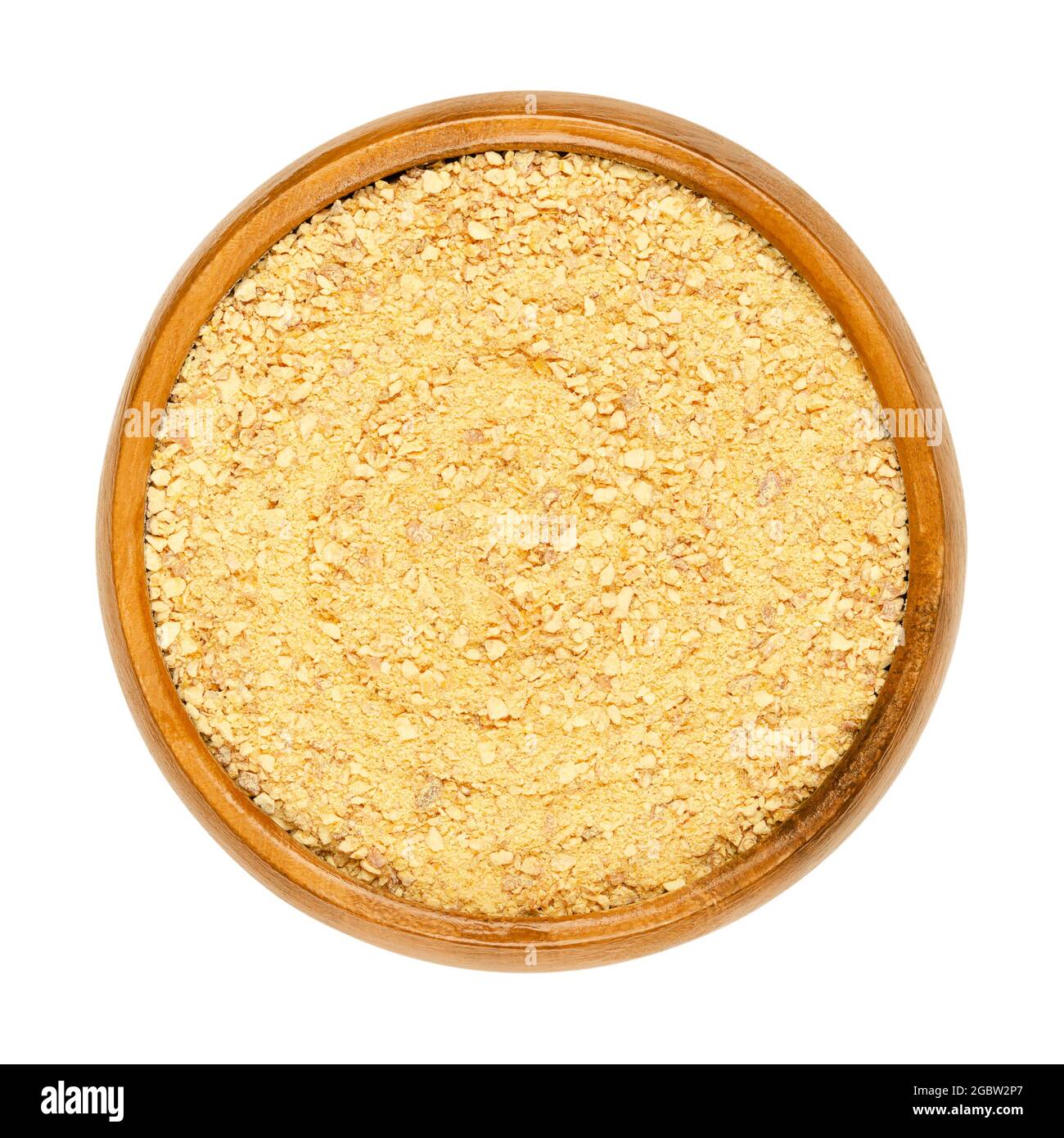 Pelure d'orange en poudre et séchée, dans un bol en bois. Peau mousée d'oranges organiques, douces et aromatiques, utilisée pour la cuisson au four ou pour le thé. Banque D'Images