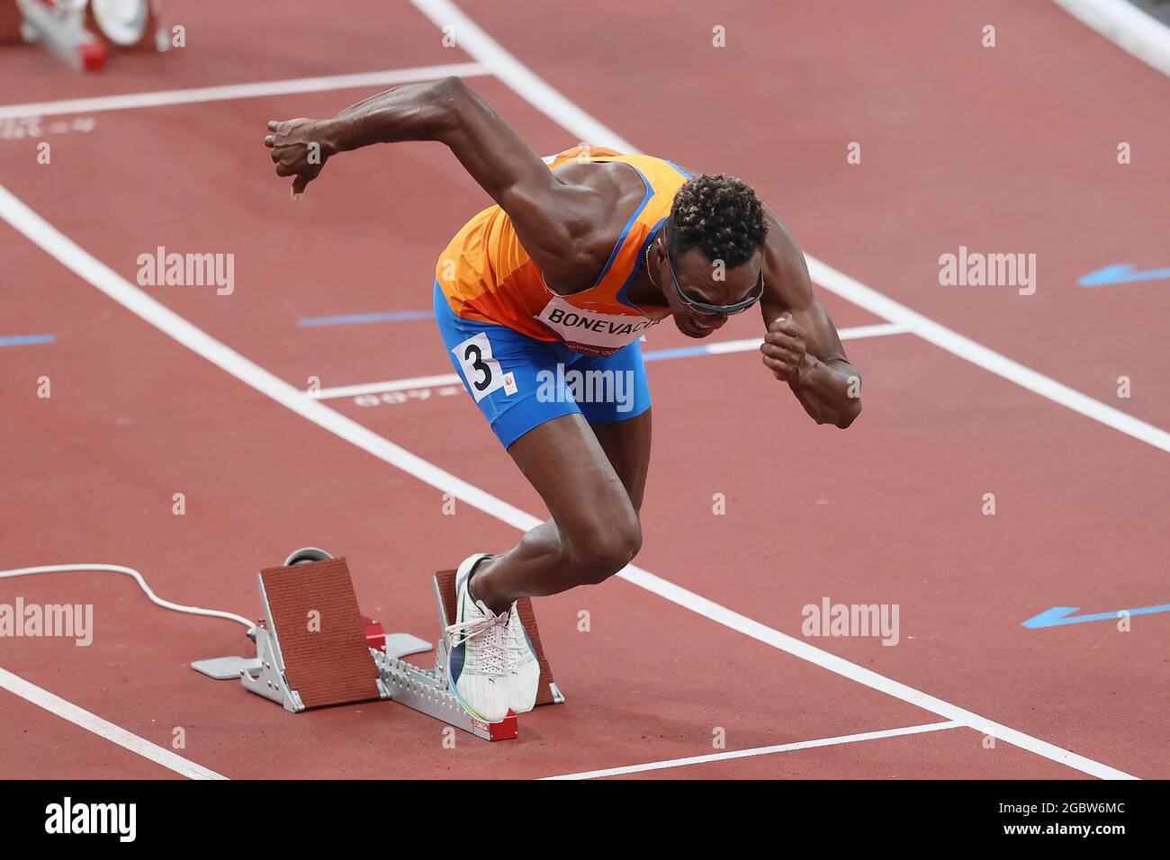 TOKYO, 05-08-2021, Stade Olympique, Tokyo Jeux Olympiques de 2020, Athlétisme hommes finale de 400 mètres avec Liemarvin Bonevacia (photo de Pro Shots/Sipa USA) *** droits mondiaux sauf Autriche et pays-Bas *** Banque D'Images