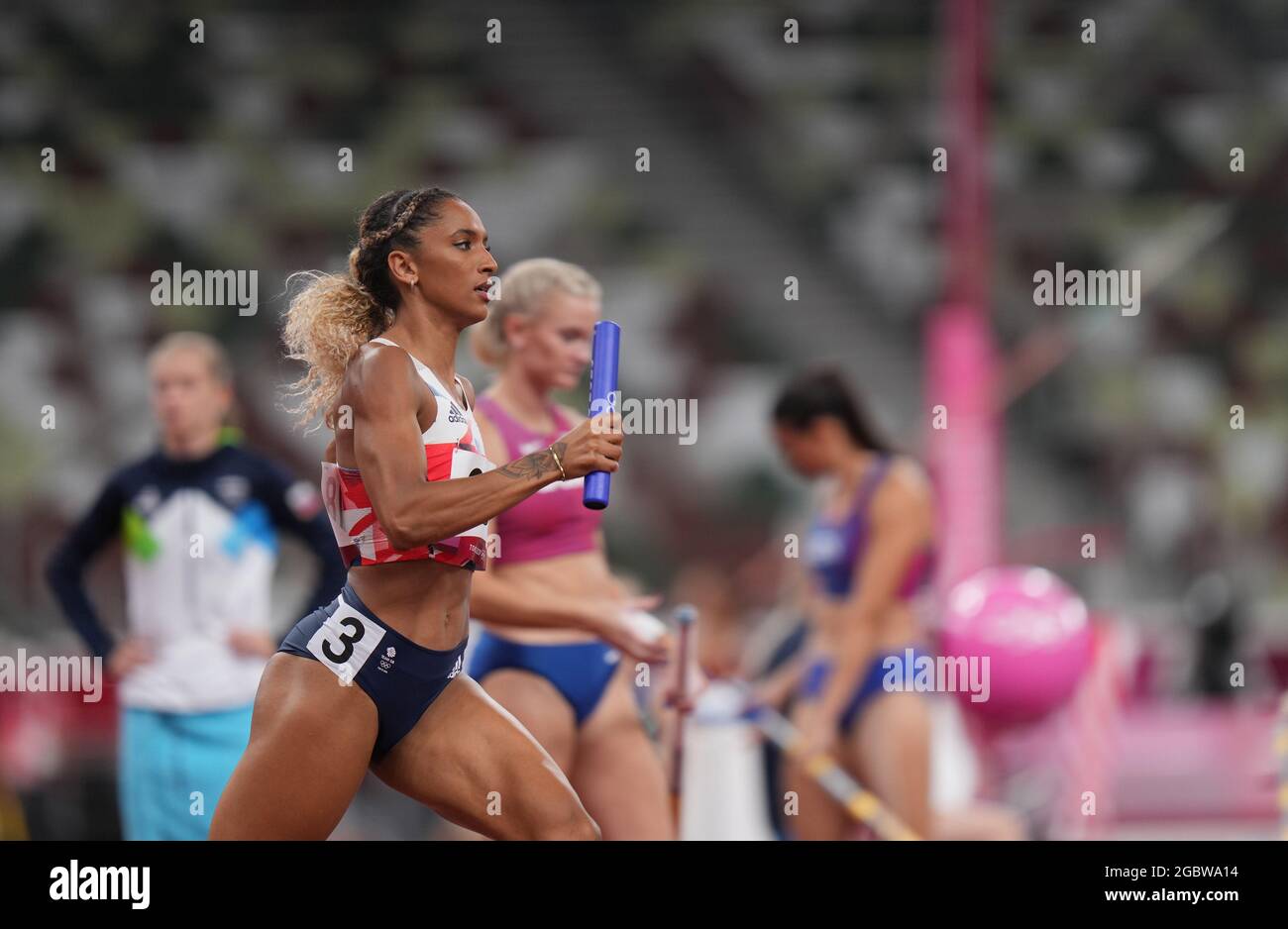 Tokyo, Japon. 5 août 2021 ; Stade olympique, Tokyo, Japon : Tokyo 2020 Jeux Olympiques d'été jour 13 ; Team GB prend la 3e place et est également qualifié dans les relais 4x400 Banque D'Images