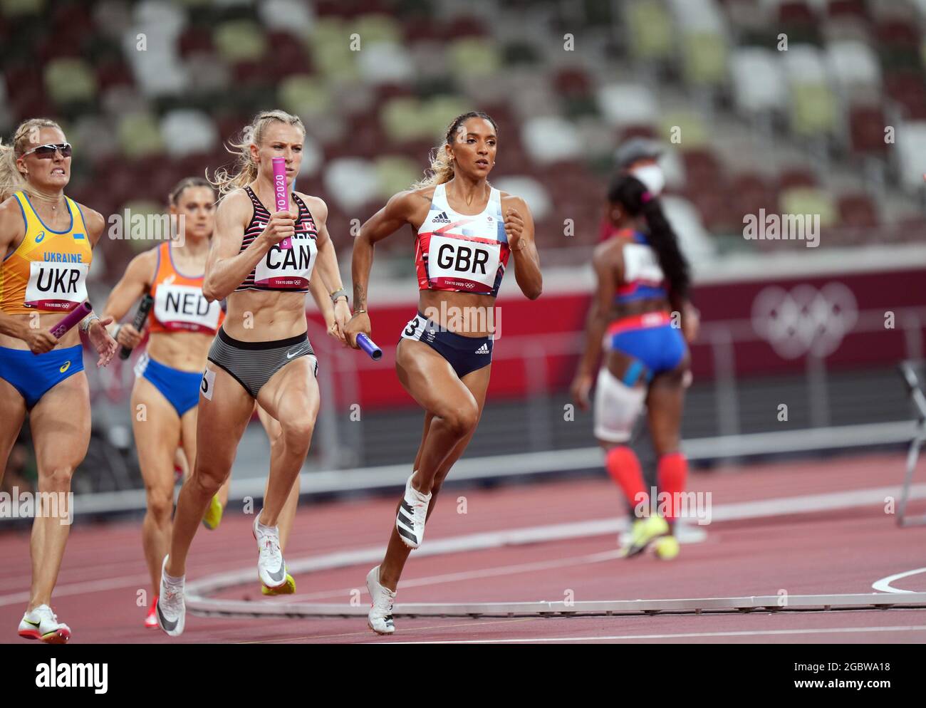 Tokyo, Japon. 5 août 2021 ; Stade olympique, Tokyo, Japon : Tokyo 2020 Jeux Olympiques d'été jour 13 ; Team GB prend la 3e place et est également qualifié dans les relais 4x400 Banque D'Images