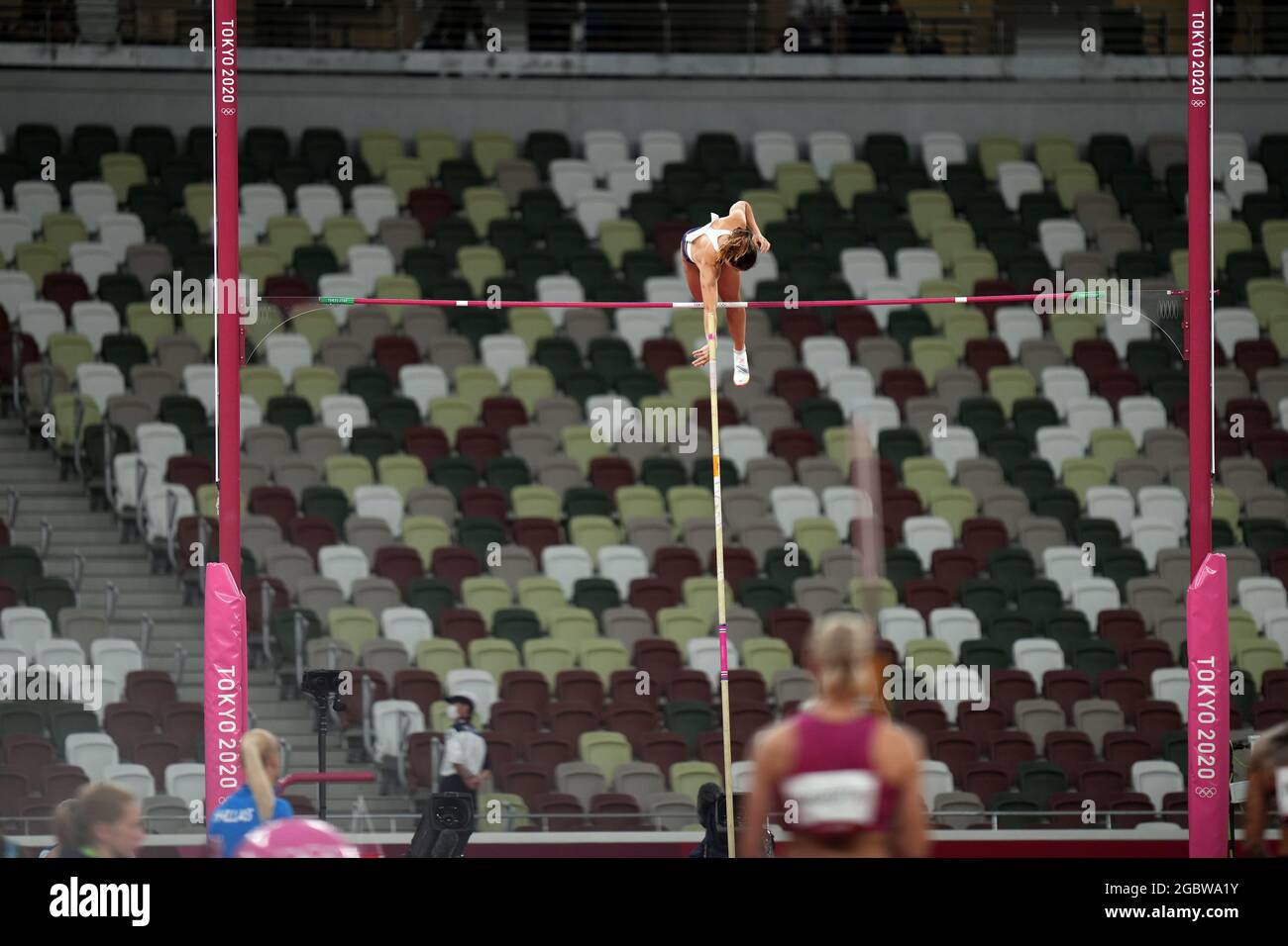 Tokyo, Japon. 5 août 2021; Stade Olympique, Tokyo, Japon: Tokyo 2020 Jeux Olympiques d'été jour 13; finale de la voûte polaire de Womens; STEFANIDI Katerina de Grèce Banque D'Images