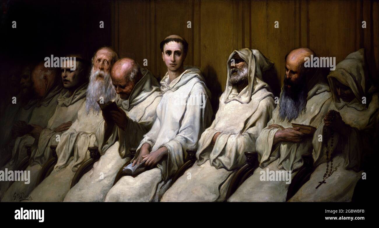 Gustave Dore. Le néophyte (première expérience du monastère) de Paul Gustave Louis Christophe doré (1832-1883), huile sur toile, c.1866-68 Banque D'Images