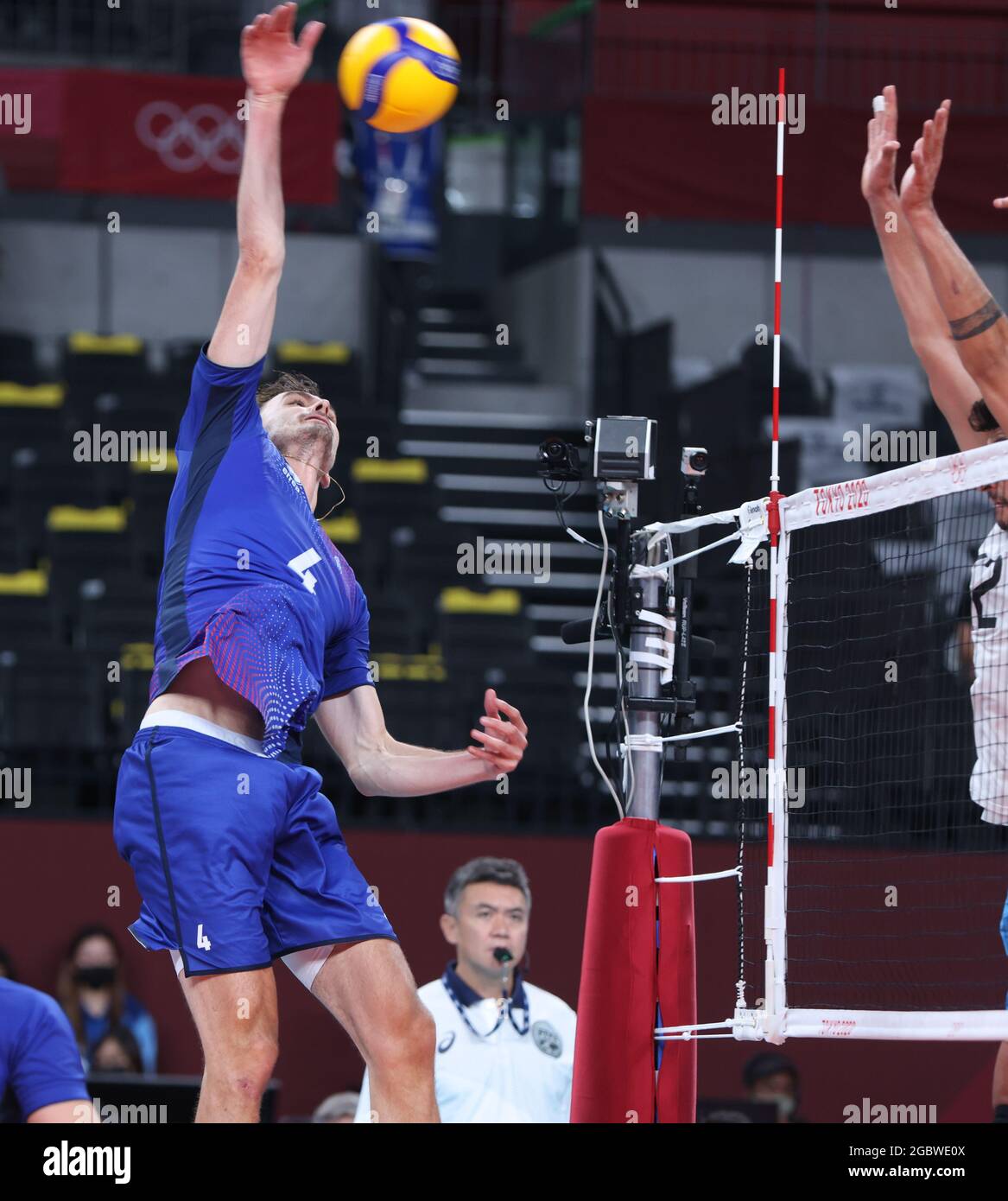 Tokyo, Japon. 5 août 2021. Jean Patry, de France, participe à la demi-finale de volleyball masculin entre la France et l'Argentine aux Jeux Olympiques de Tokyo 2020 à Tokyo, au Japon, le 5 août 2021. Crédit : Ding Ting/Xinhua/Alay Live News Banque D'Images