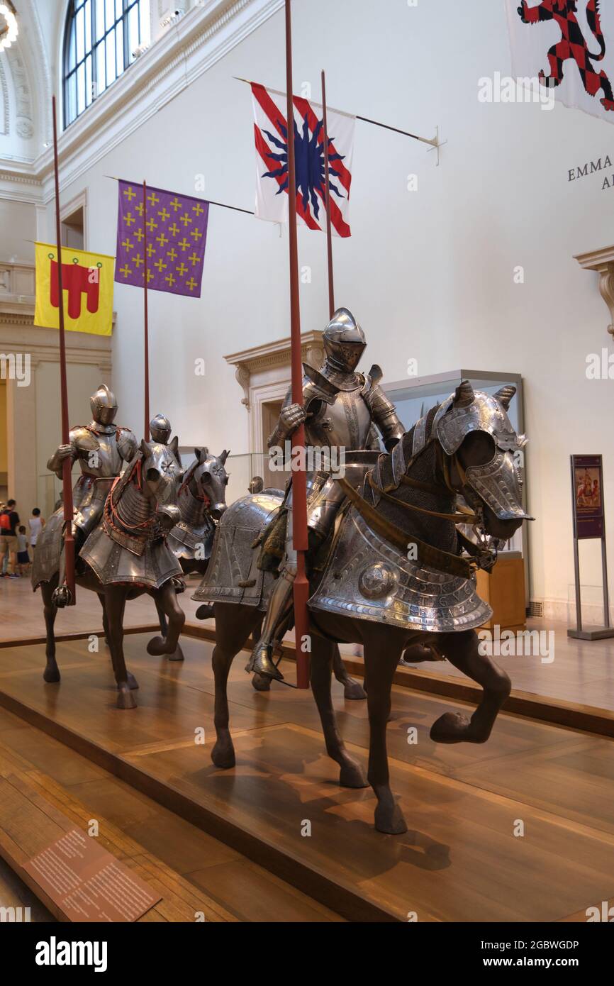 Section Chevaliers en armes et armure du Metropolitan Museum of Art de New York Banque D'Images