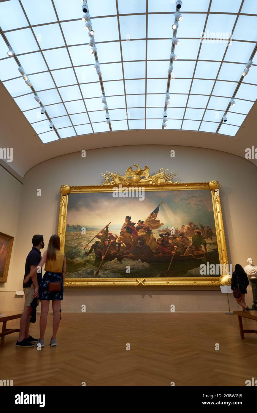 Washington Crossing la peinture du Delaware au Metropolitan Museum, New York Banque D'Images