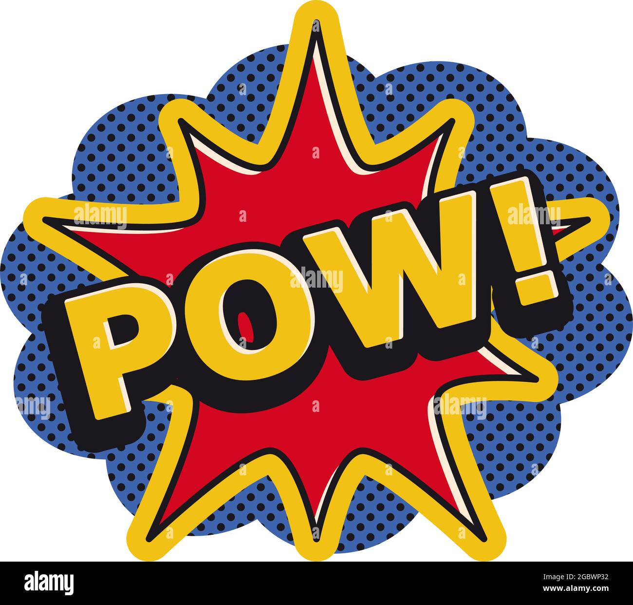 Pow mot en action explosion étiquette pour effet de bande dessinée comme icône de vecteur Illustration de Vecteur