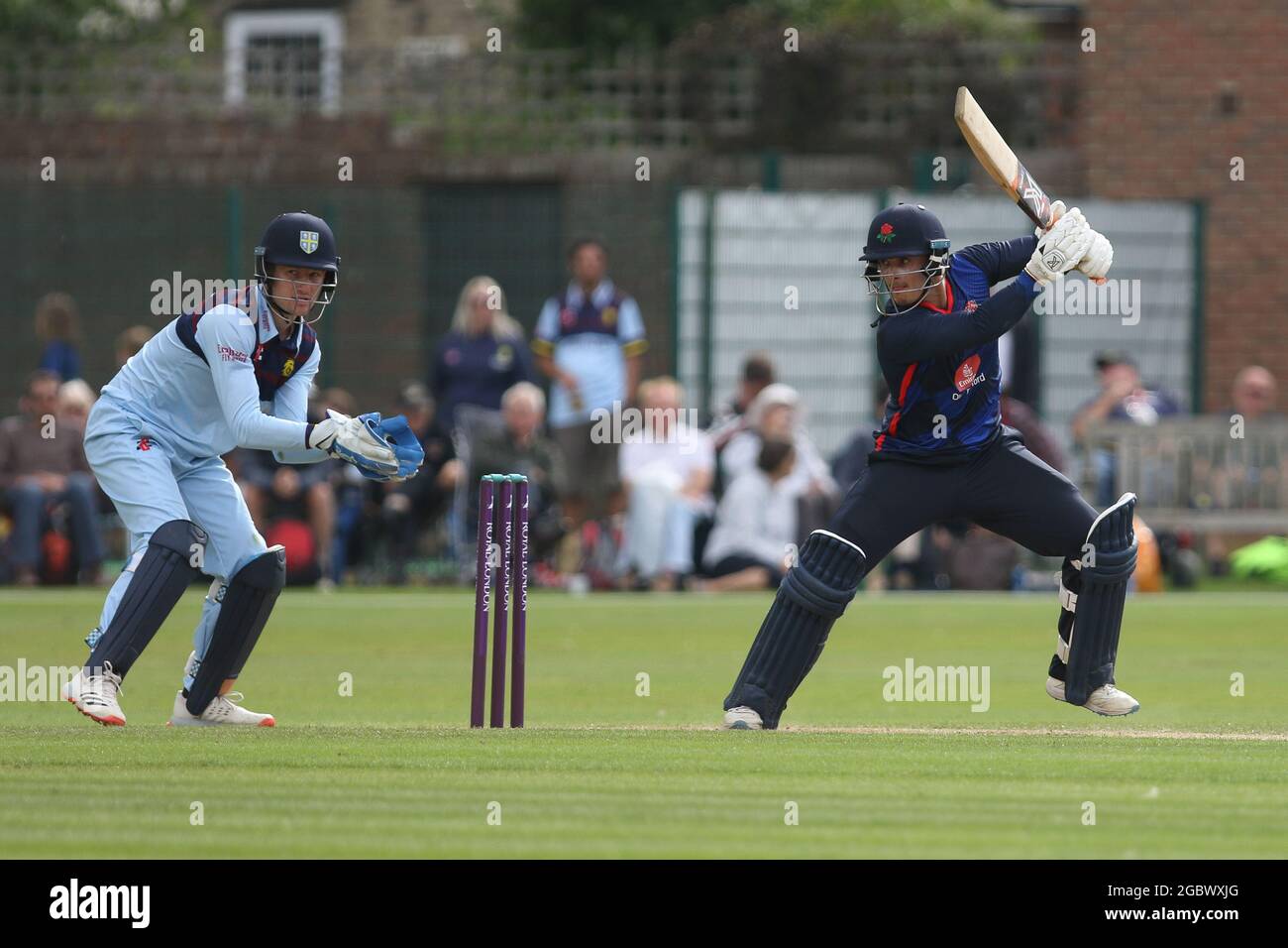 NEWCASTLE UPON TYNE, ROYAUME-UNI. 5 AOÛT Rob Jones de Lancashire chauves-souris lors du match de la coupe d'une journée du Royal London entre le Durham County Cricket Club et le Lancashire à Roseworth Terrace, Newcastle upon Tyne, le jeudi 5 août 2021. (Crédit : will Matthews | MI News) Banque D'Images