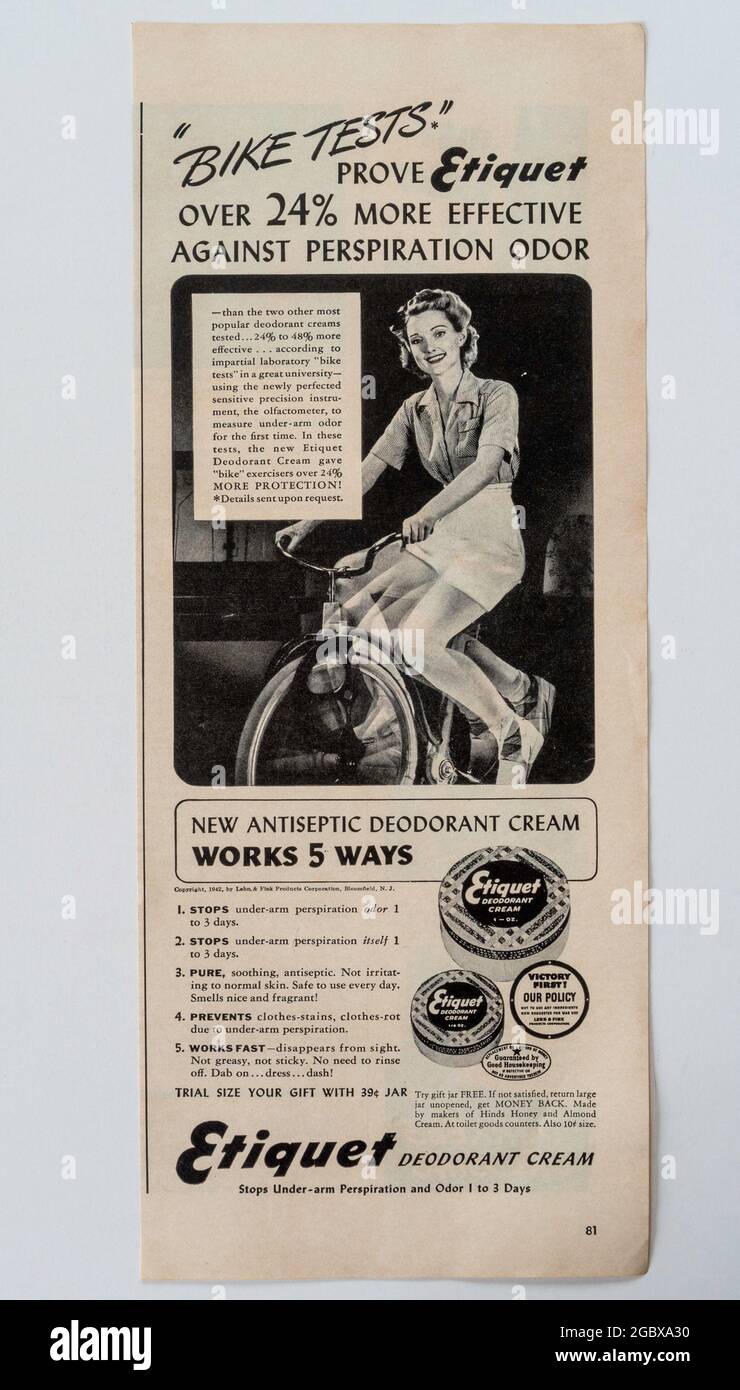 Publicité du magazine Vintage Life, numéro du 6 juillet 1942, États-Unis Banque D'Images