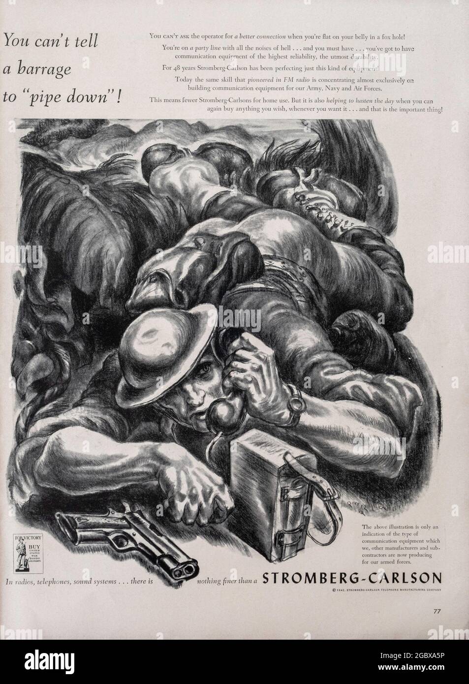 Publicité du magazine Vintage Life, numéro du 6 juillet 1942, États-Unis Banque D'Images