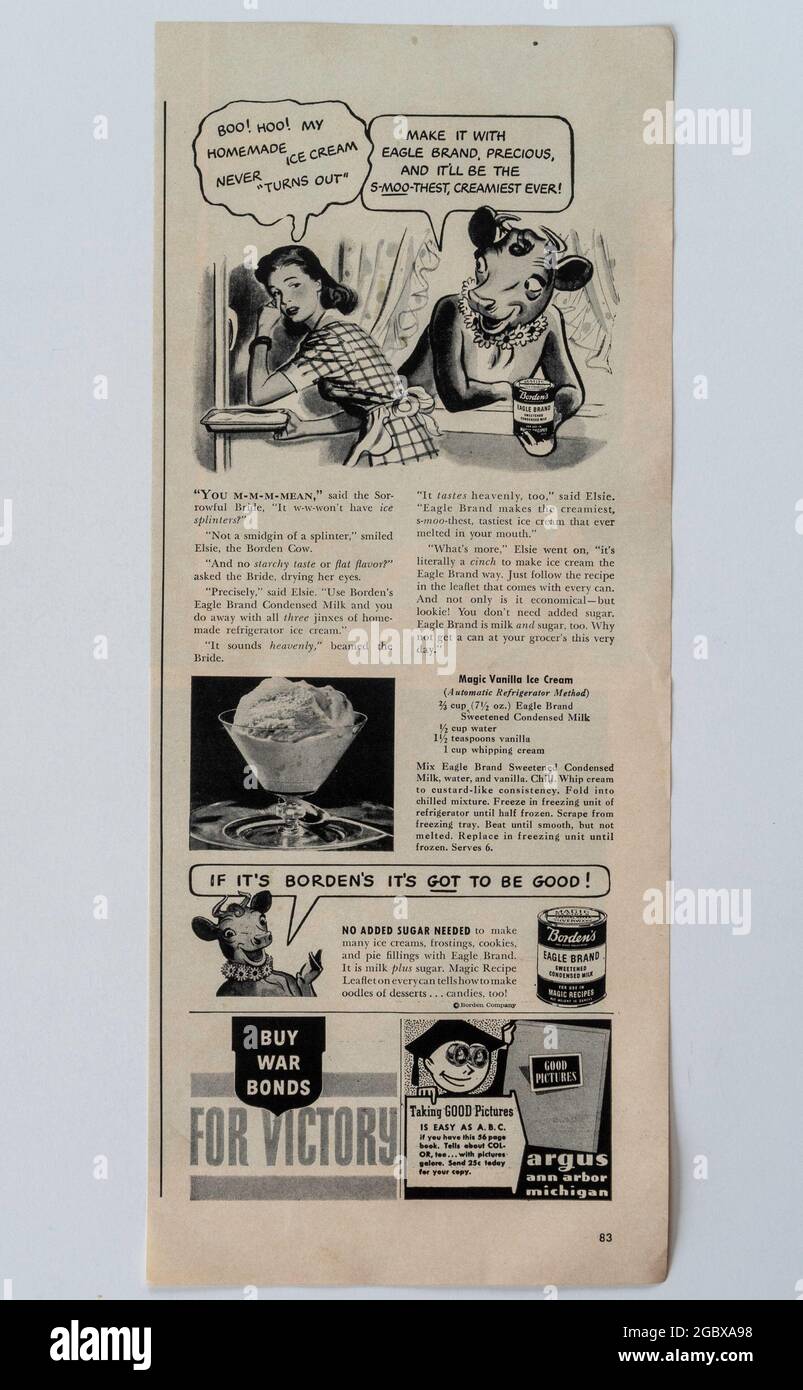 Publicité du magazine Vintage Life, numéro du 6 juillet 1942, États-Unis Banque D'Images