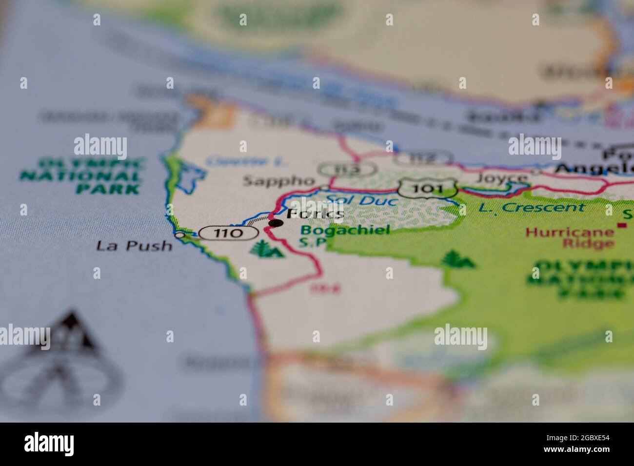Forks Washington State Usa Sur Une Carte Routiere Ou Une Carte De La Geographie Photo Stock Alamy