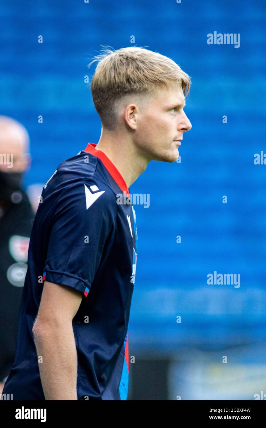 The New Saints v FC Viktoria Plzeň lors de la troisième manche de qualification de l'UEFA Europa Conference League au Cardiff City Stdaium le 5 août 2021. De la Banque D'Images