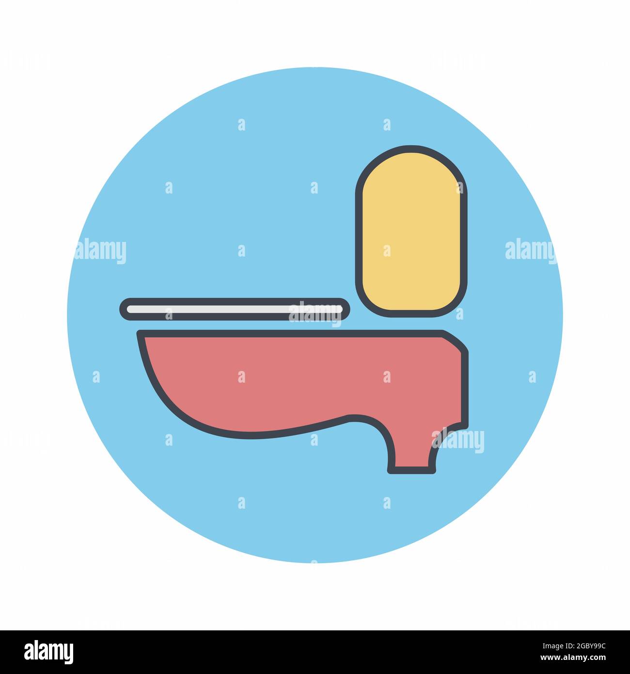 Illustration vectorielle du siège de toilette - style de contrainte de couleur - illustration design.icône pour applications mobiles et Web.Outils de conception.tracé modifiable Illustration de Vecteur