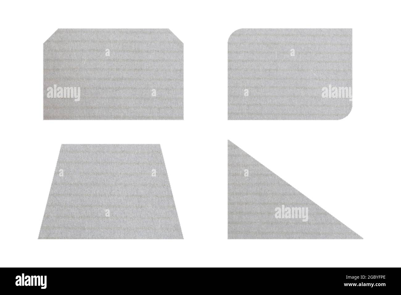 Ensemble de géométrie avec carton gris isolé sur fond blanc pour la conception dans votre concept de travail. Banque D'Images