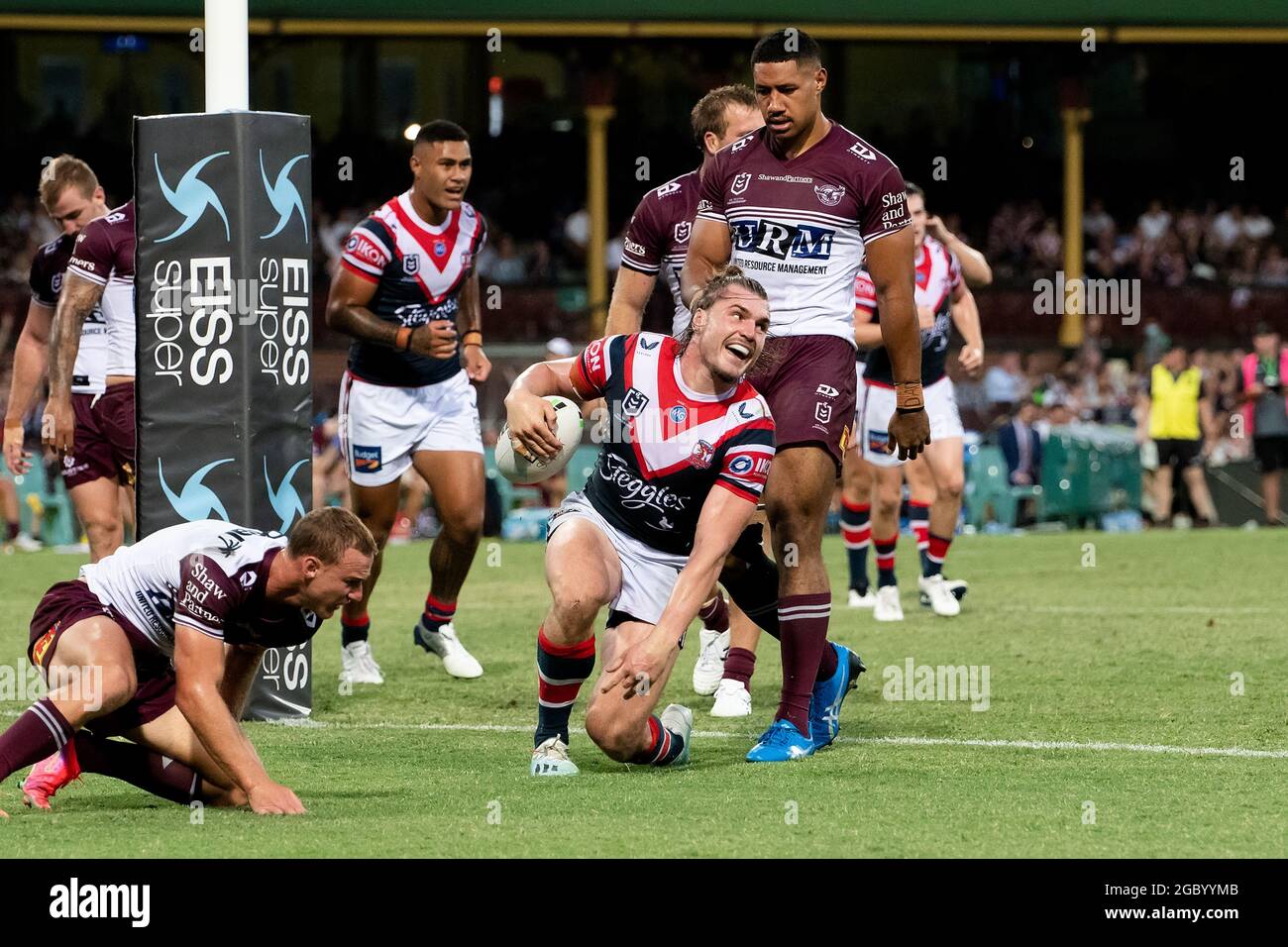 SYDNEY, AUSTRALIE - 13 MARS : Angus Crichton of the Roosters se présente pour tenter de remporter un match de la première manche de la NRL entre les Sydney Roosters et les Manly Sea Eagles au Sydney Cricket Ground, le 13 mars 2021 à Sydney, en Australie. Crédit : Steven Markham/Speed Media/Alay Live News Banque D'Images