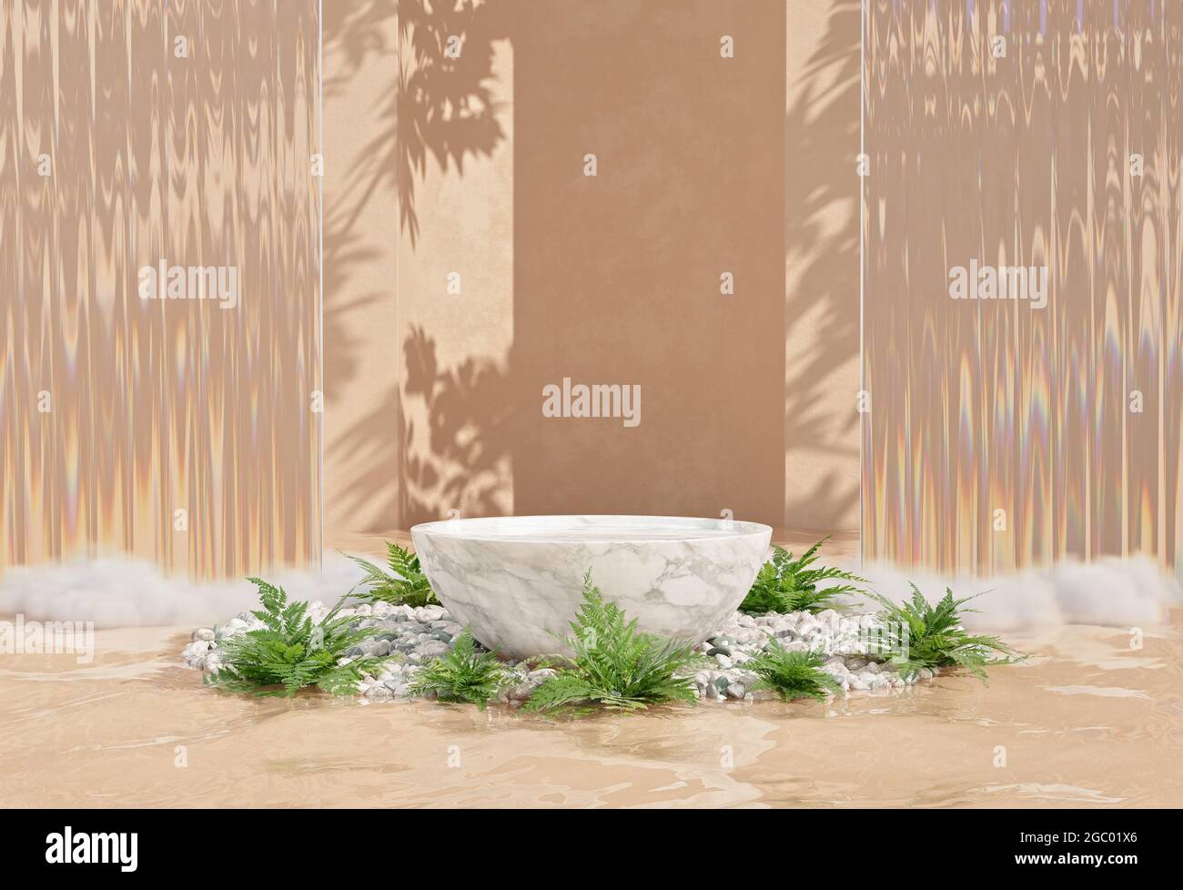 Podium d'été avec socle en marbre sur l'eau Banque D'Images