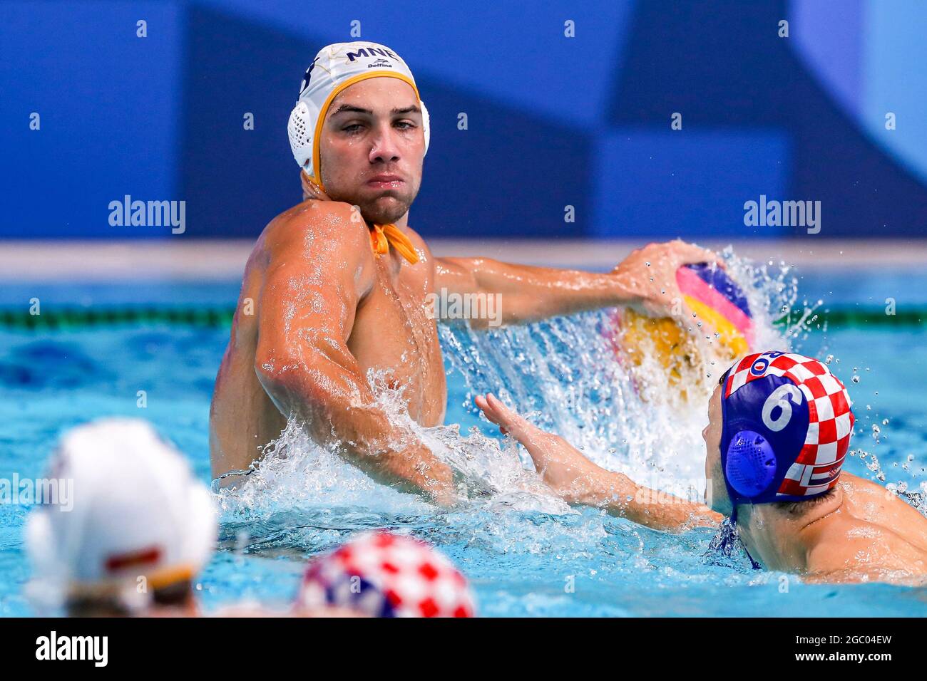 Tokyo, Japon. 06e août 2021. TOKYO, JAPON - AOÛT 6 : lors du tournoi olympique de Waterpolo de Tokyo 2020, classement masculin 5e-8e match entre le Monténégro et la Croatie au centre de Tatsumi Waterpolo le 6 août 2021 à Tokyo, Japon (photo de Marcel ter Pals/Orange Pictures) crédit : Orange pics BV/Alay Live News Banque D'Images