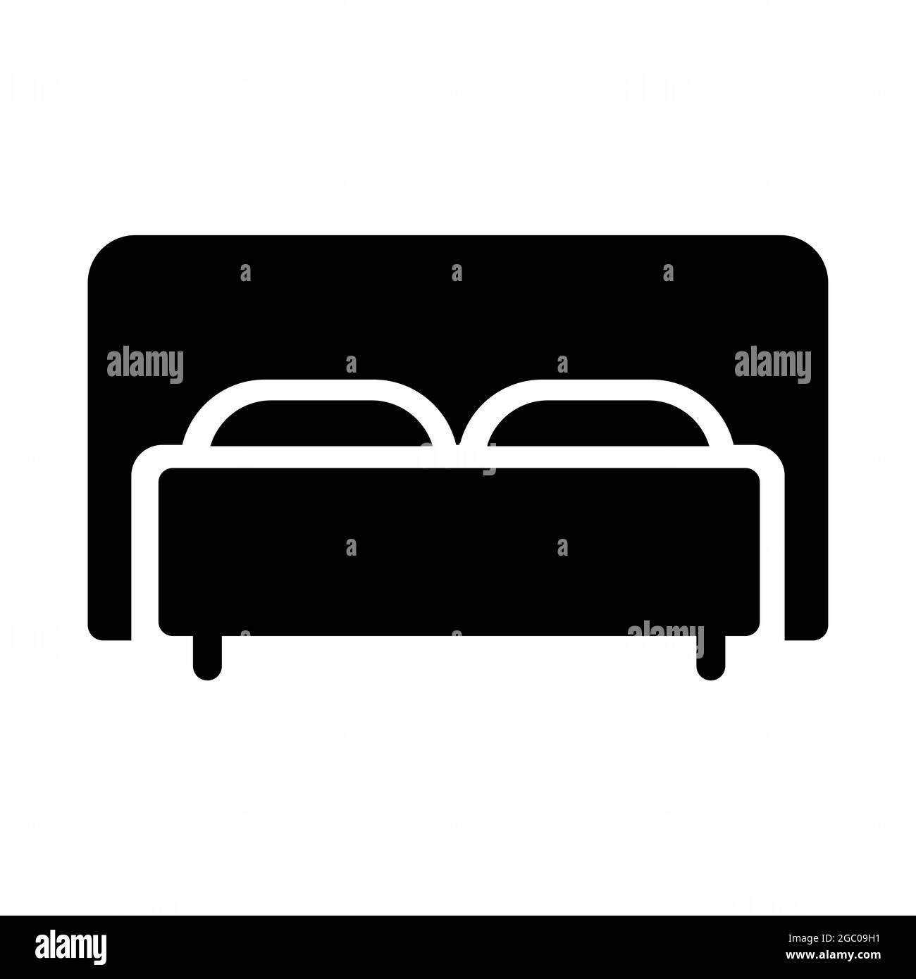 Motif vectoriel de lit - style noir - illustration simple. Contour modifiable. Modèle de conception vector.Outline style design.Illustration graphique vectorielle Illustration de Vecteur