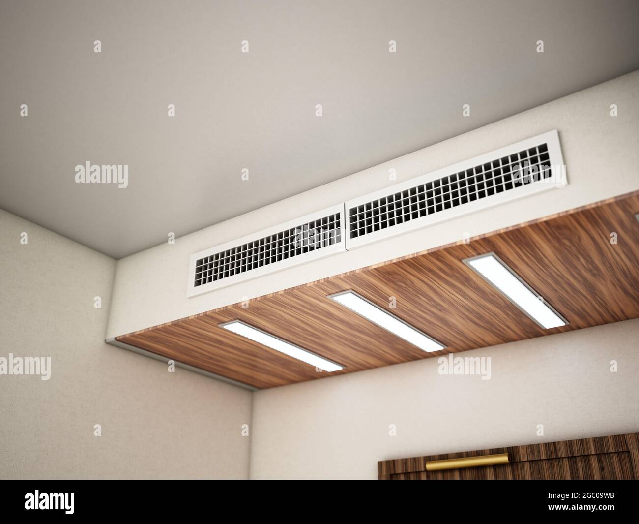 Grille de ventilation de la chambre d'hôtel au mur. Illustration 3D Photo  Stock - Alamy