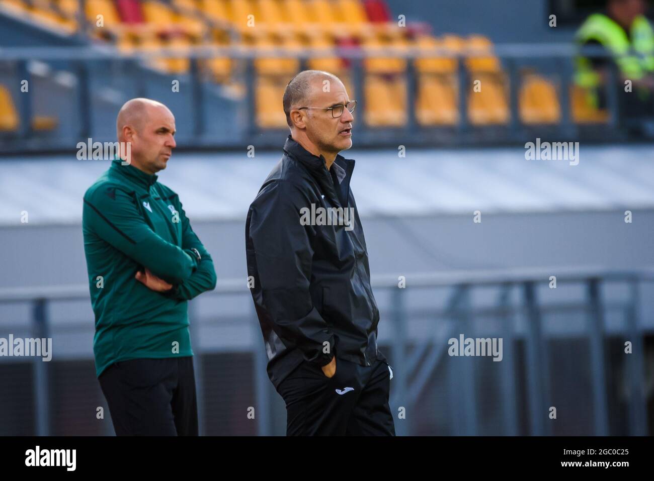 RIGA, LETTONIE. 5 août 2021. UEFA Europa Conference League troisième partie de qualification entre LE FC DE RIGA et les Hiberniens. Banque D'Images