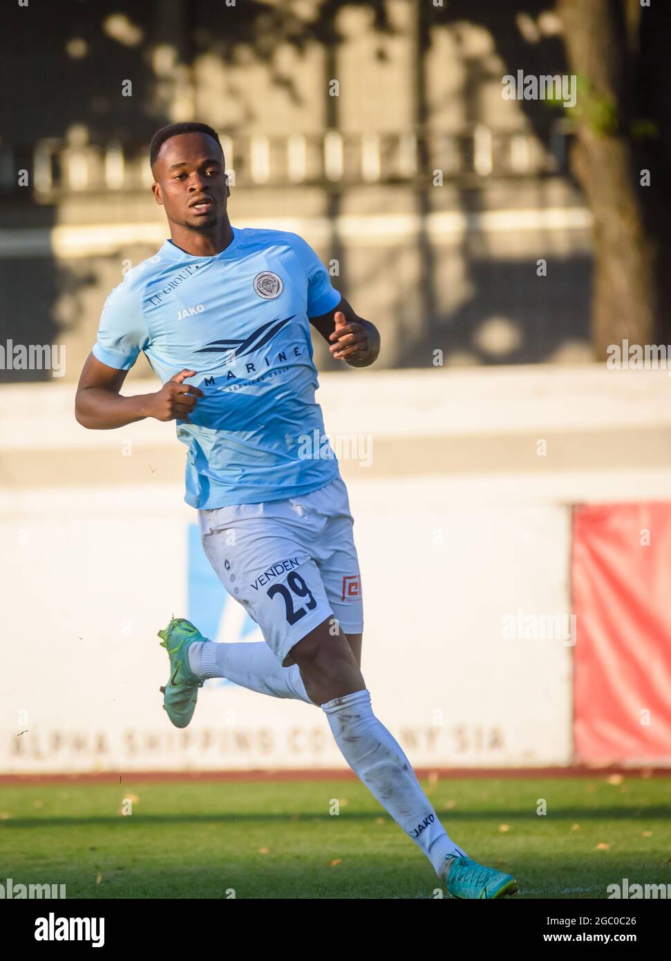 RIGA, LETTONIE. 5 août 2021. UEFA Europa Conference League troisième partie de qualification entre LE FC DE RIGA et les Hiberniens. Banque D'Images