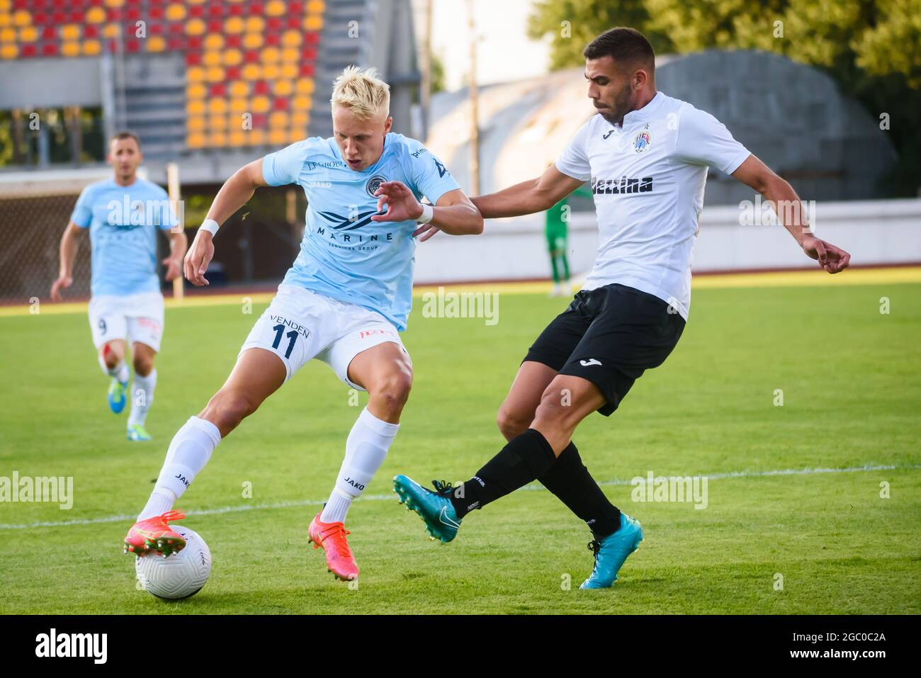 RIGA, LETTONIE. 5 août 2021. UEFA Europa Conference League troisième partie de qualification entre LE FC DE RIGA et les Hiberniens. Banque D'Images