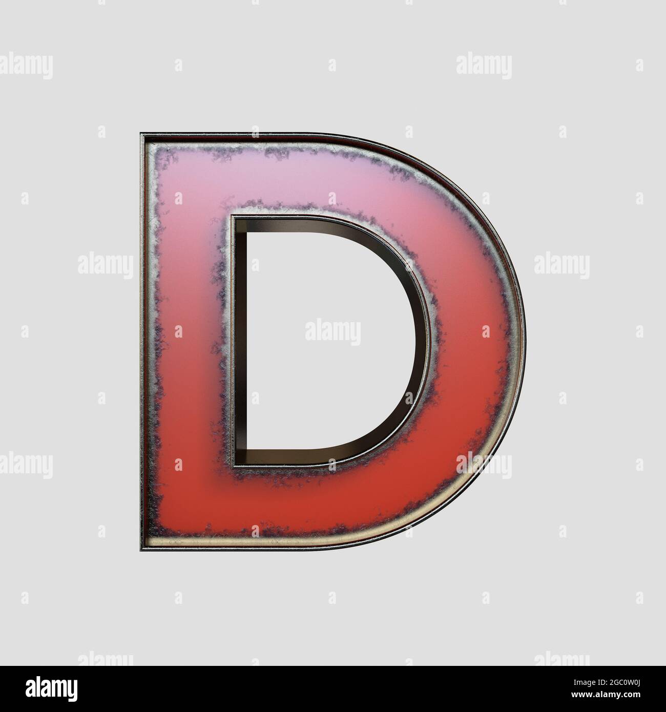 Un concept vintage marquetaire de la lettre D en métal usé sur un fond isolé - rendu 3D Banque D'Images