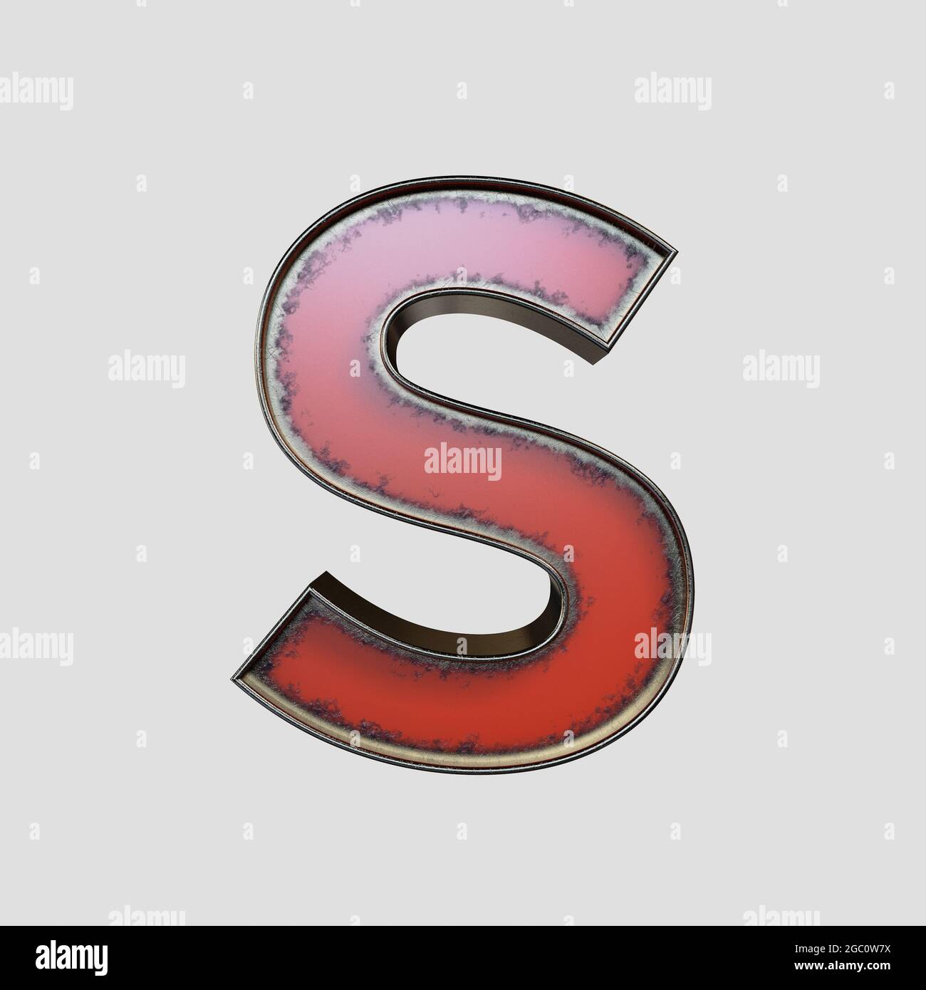 Un concept vintage marqueoir affiche S lettre en métal usé sur un arrière-plan isolé - rendu 3D Banque D'Images