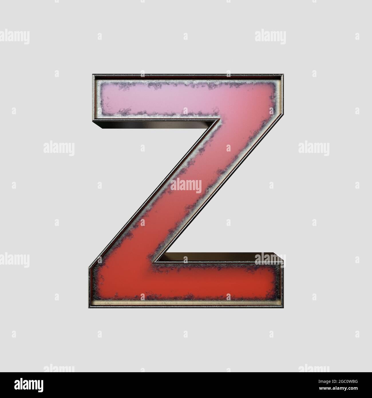 Un concept vintage marquise lettre Z fait de métal usé sur un arrière-plan isolé - rendu 3D Banque D'Images