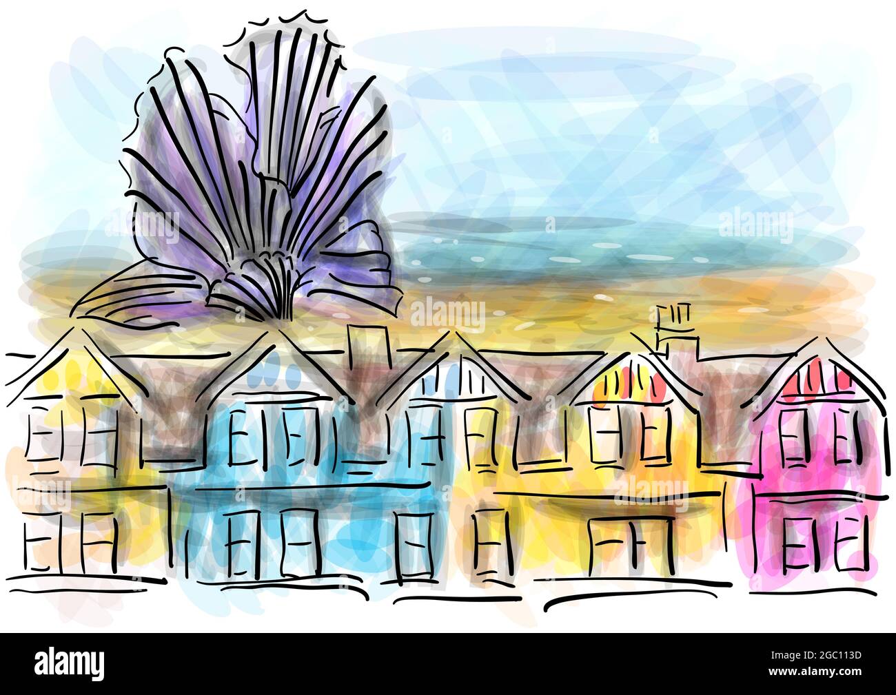 illustration vectorielle abstraite aldeburgh sur fond multicolore Illustration de Vecteur