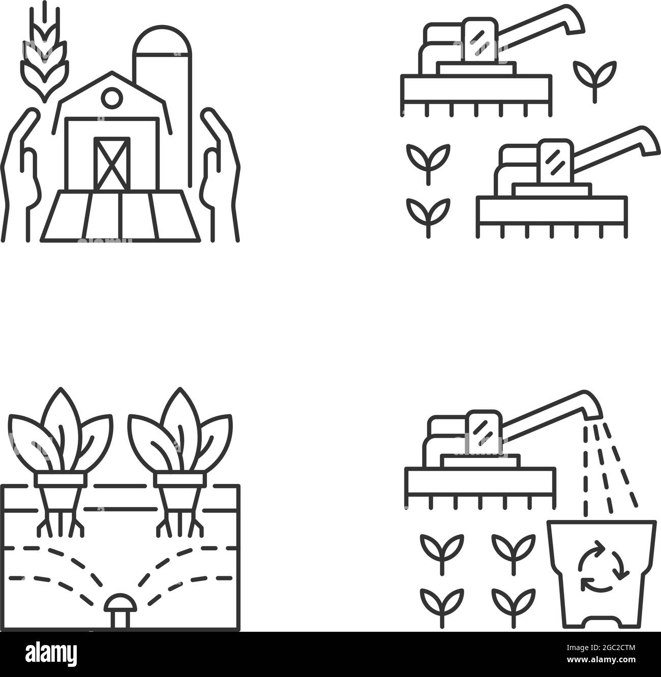Ensemble d'icônes linéaires pour l'agriculture et l'agriculture Illustration de Vecteur
