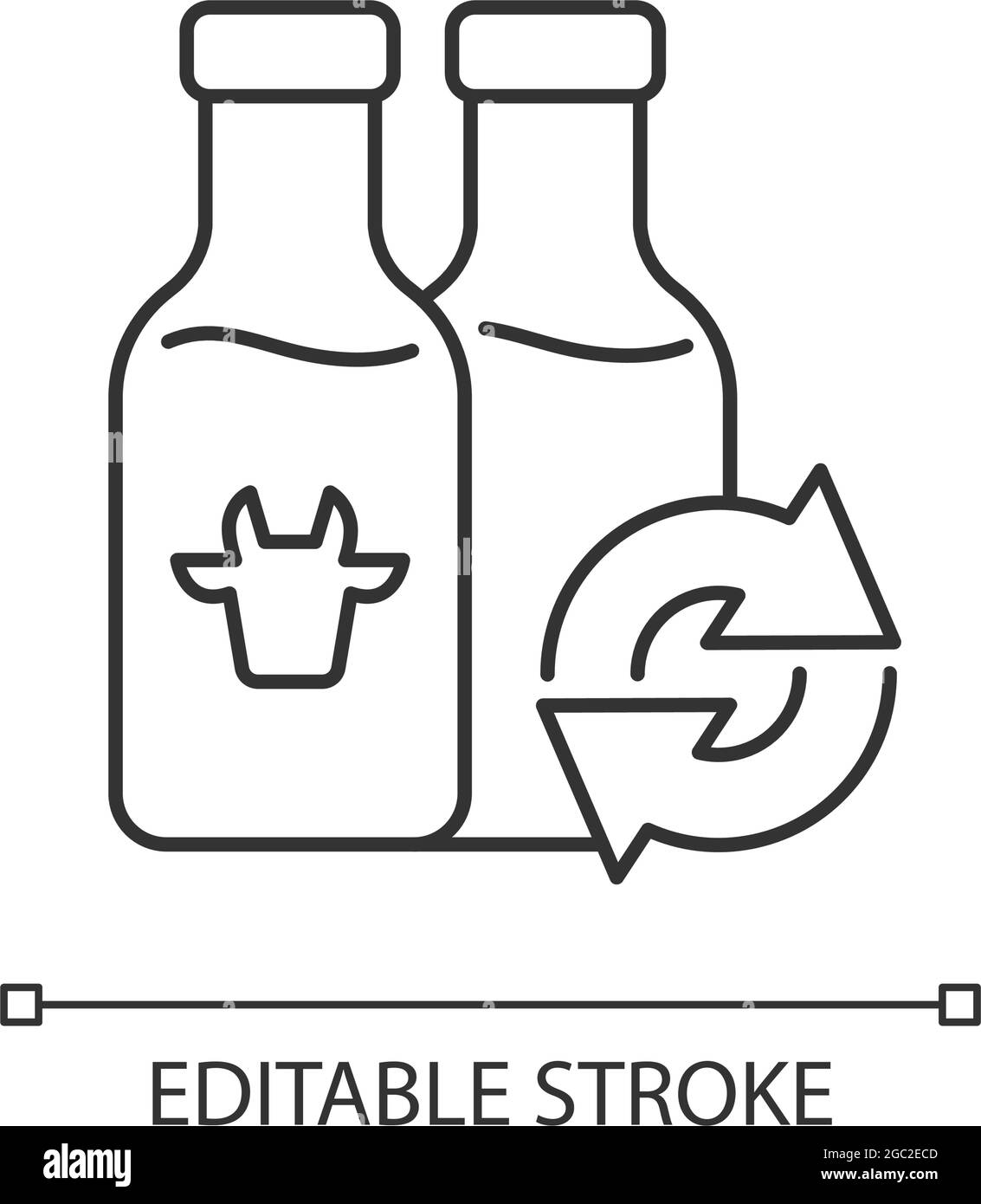 Icône linéaire des bouteilles de lait rechargeables Illustration de Vecteur