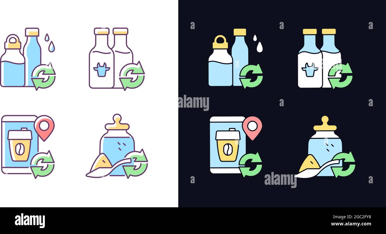 Options rechargeables thème clair et sombre icônes de couleur RVB définies Illustration de Vecteur