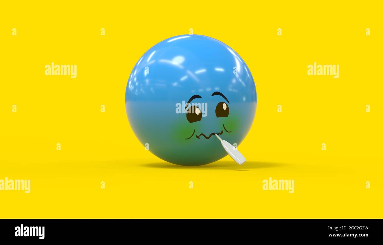 Caractère malade de couleur bleue sur fond jaune - rendu 3D Banque D'Images