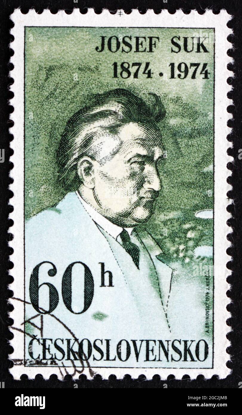 TCHÉCOSLOVAQUIE VERS 1974 un timbre imprimé en Tchécoslovaquie montre Josef Suk, compositeur