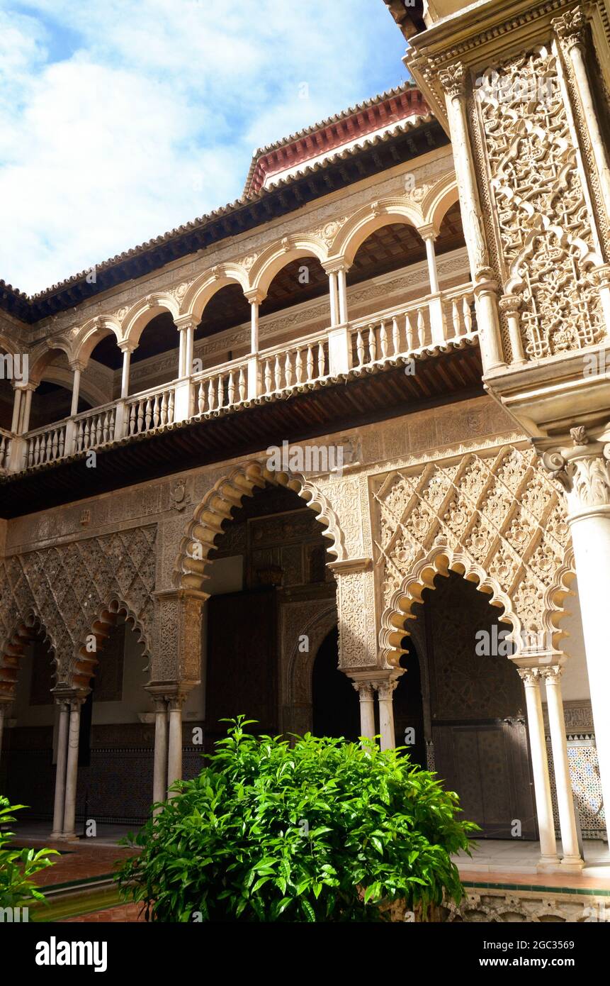 L'Alcázars royal de Séville, communément appelé l'Alcázar de Séville, est un palais royal de Séville, en Espagne Banque D'Images