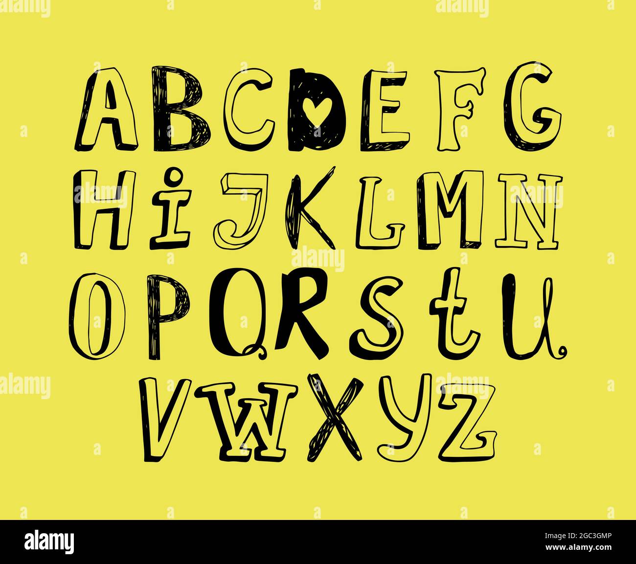 Les enfants anglais ont abc avec des lettres adorables de doodle Illustration de Vecteur